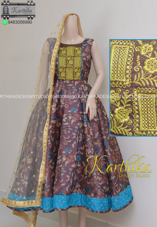 Brown Tussar silk chudidhar