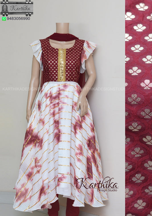 Chanderi silk/shibori chudidhar