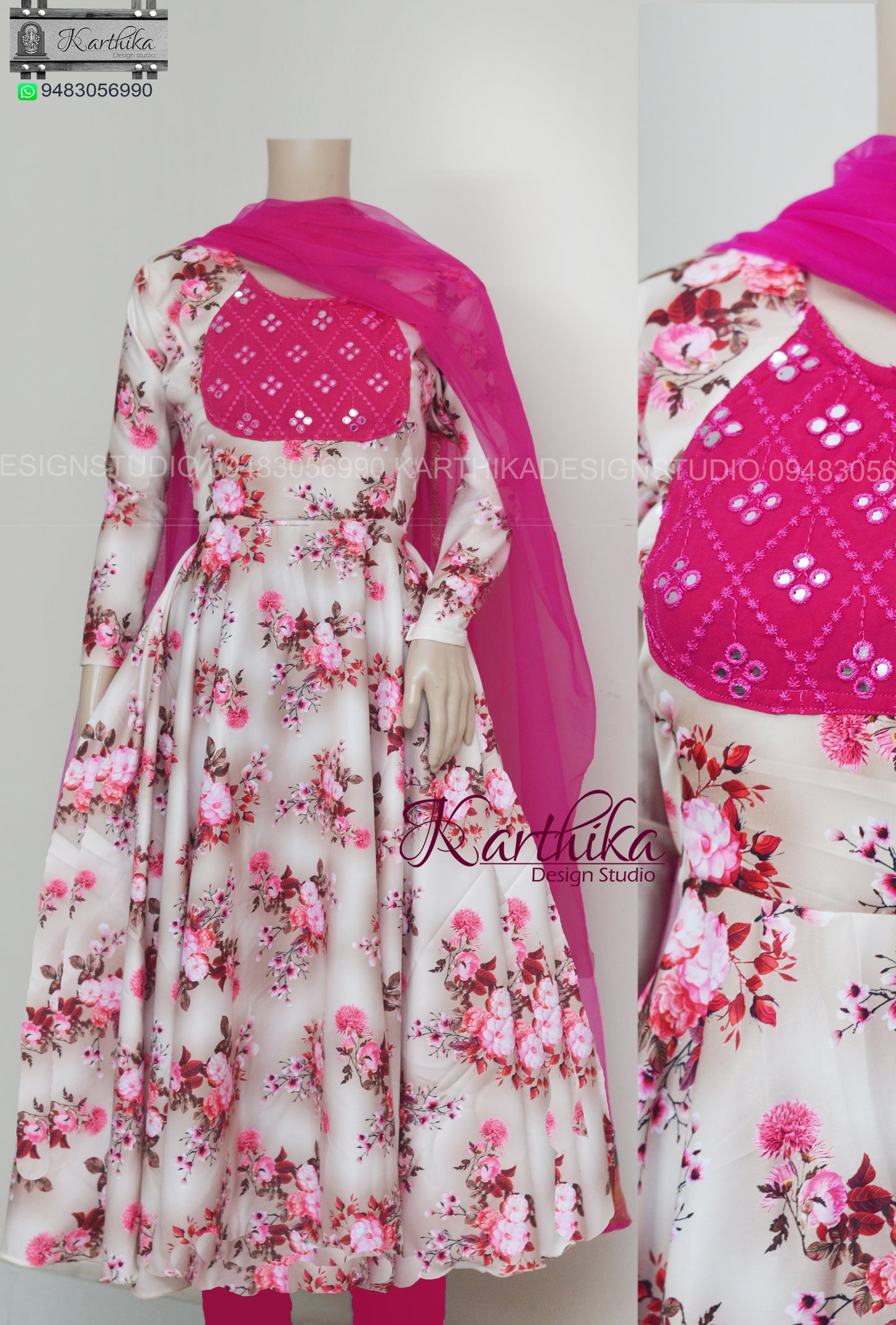 Floral crepe chudidhar