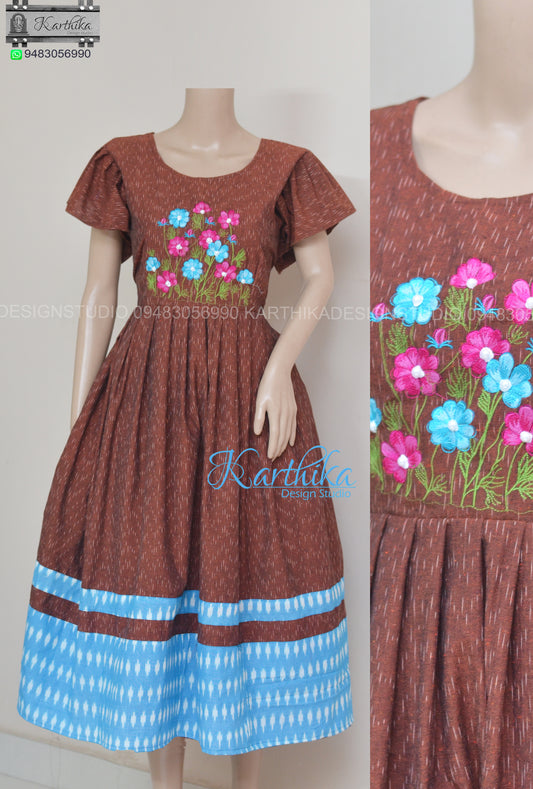 Embroidered ikkat kurthi..