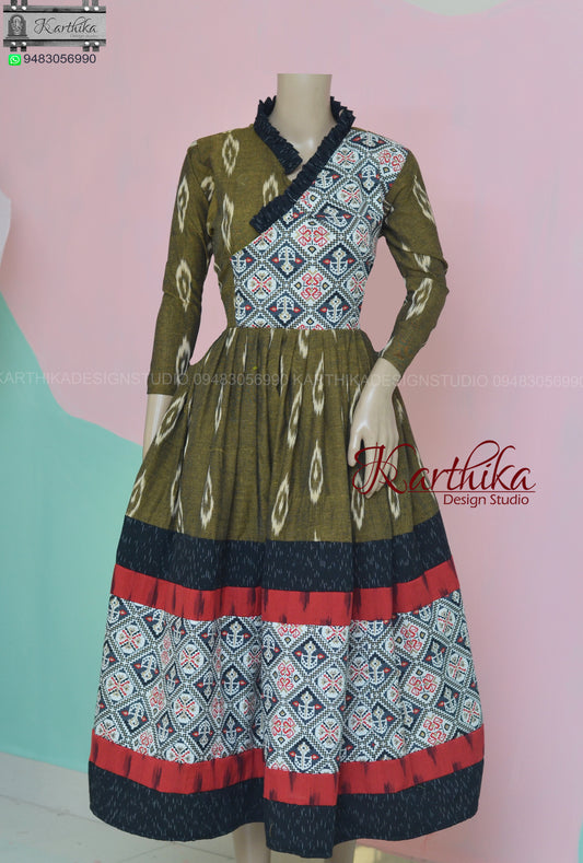 Ikkat/printed cotton kurthi..