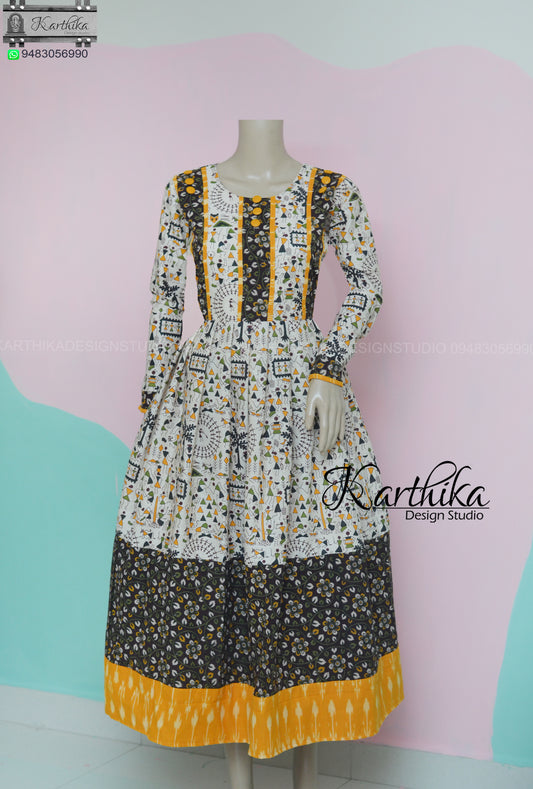 Kalamkari/ikkat/Jute cotton kurthi..