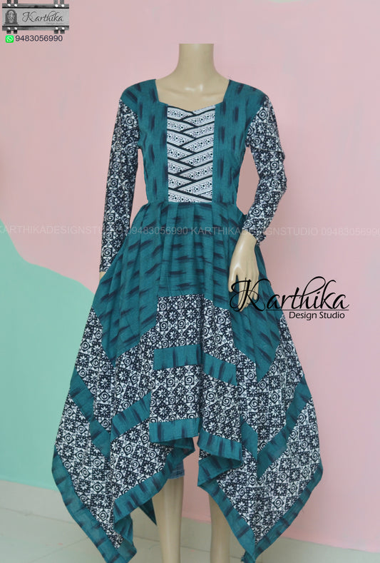 Ikkat/Printed cotton kurthi..