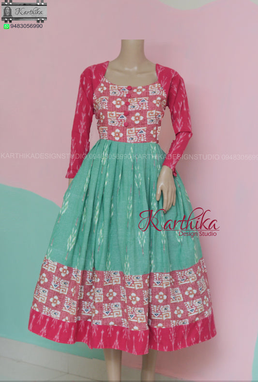 Ikkat/rayon cotton kurthi..