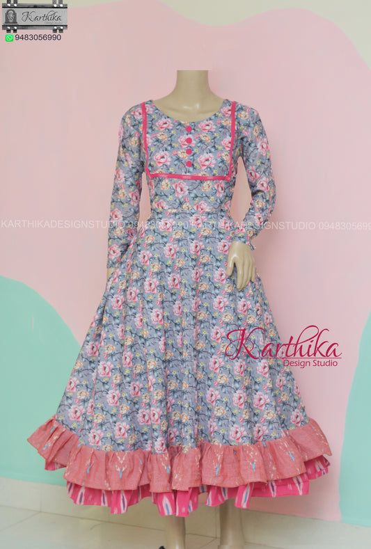 Printed cotton/Ikkat cotton kurthi..