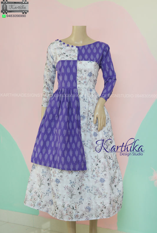 Printed cotton/Ikkat cotton kurthi..